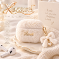 Xavzurel™ Cloud-Soft Cream Fluffy Earbud Case with Bow Charm — main design