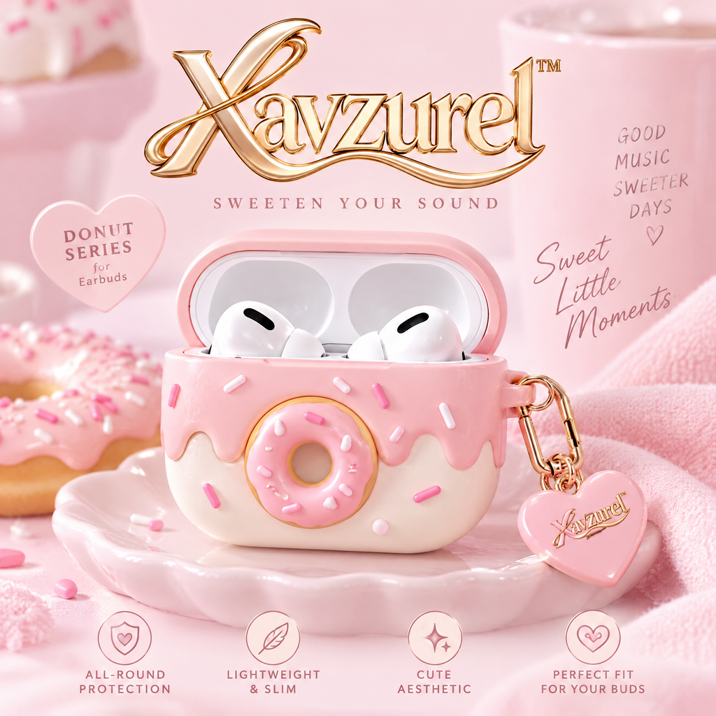 Xavzurel™ Pink Frosted Donut Earbud Case — main design