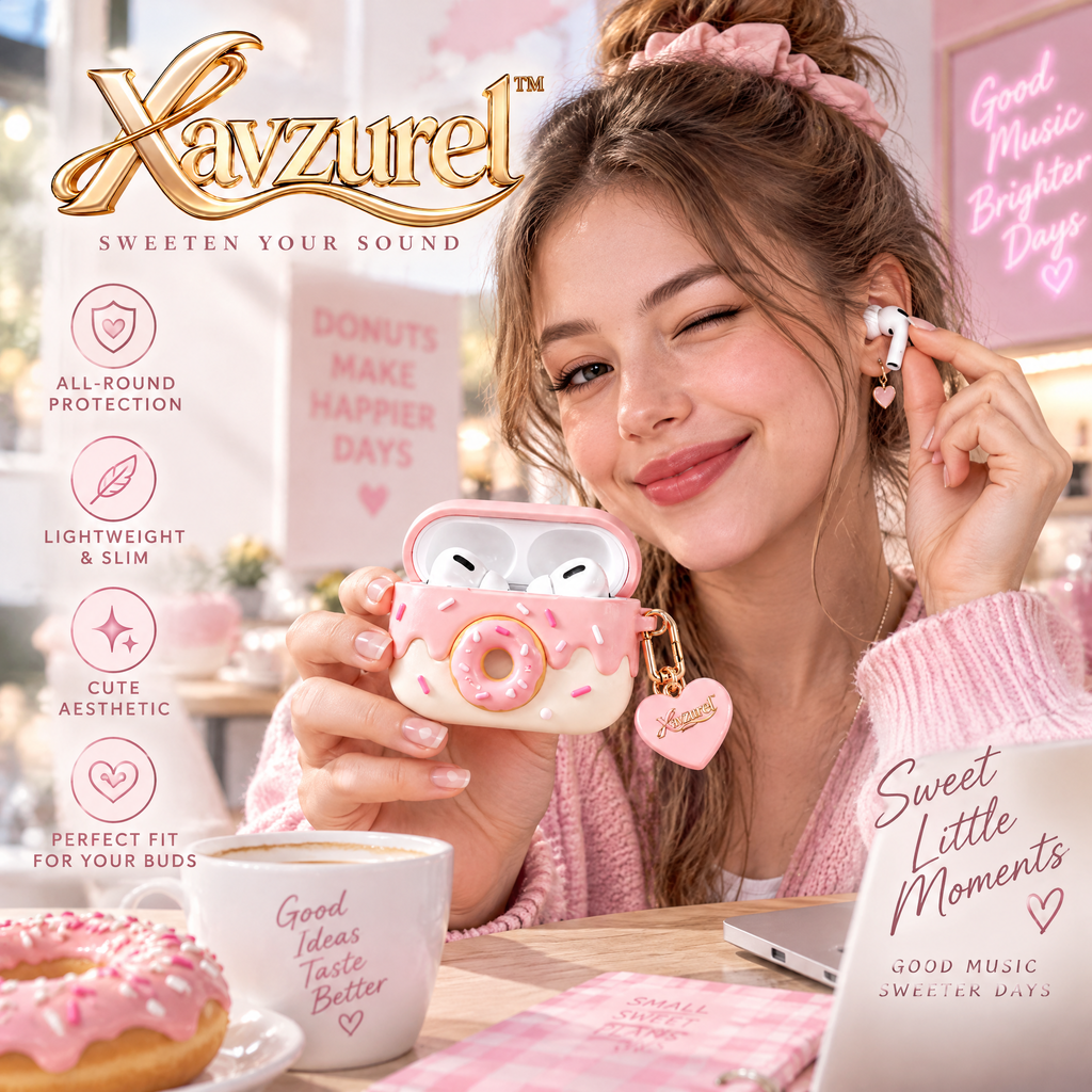 Xavzurel™ Pink Frosted Donut Earbud Case — everyday styling