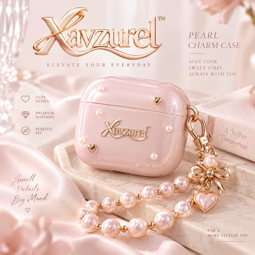 Xavzurel™ Blush Pink Pearl Charm Earbud Case — main design