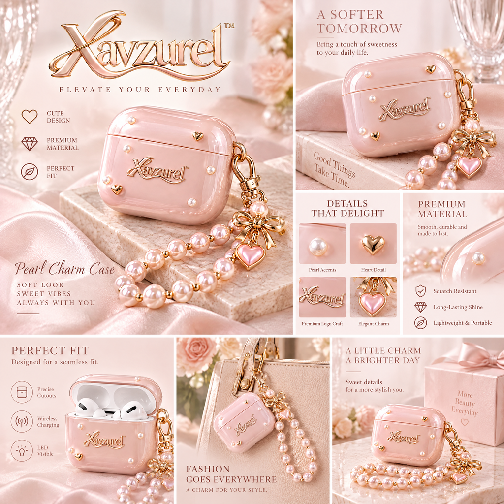 Xavzurel™ Blush Pink Pearl Charm Earbud Case — features