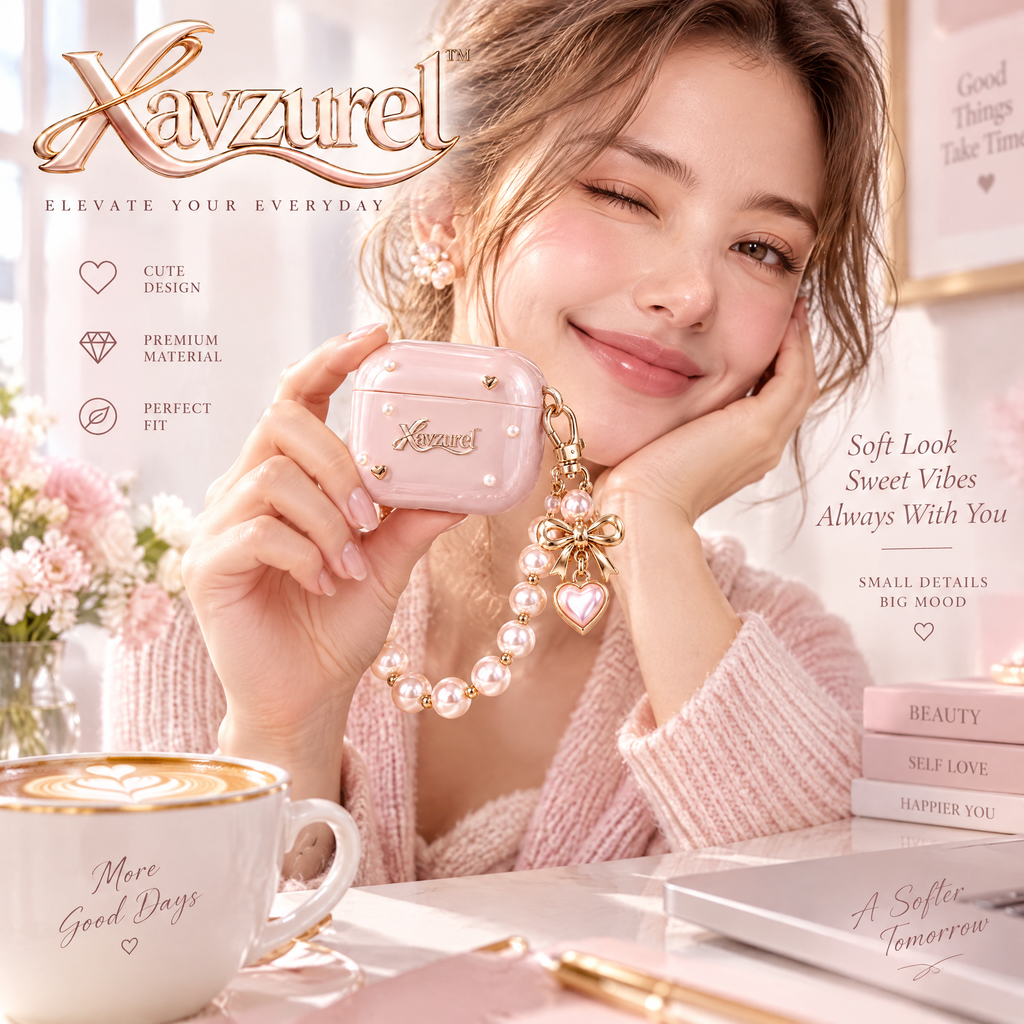 Xavzurel™ Blush Pink Pearl Charm Earbud Case — everyday styling