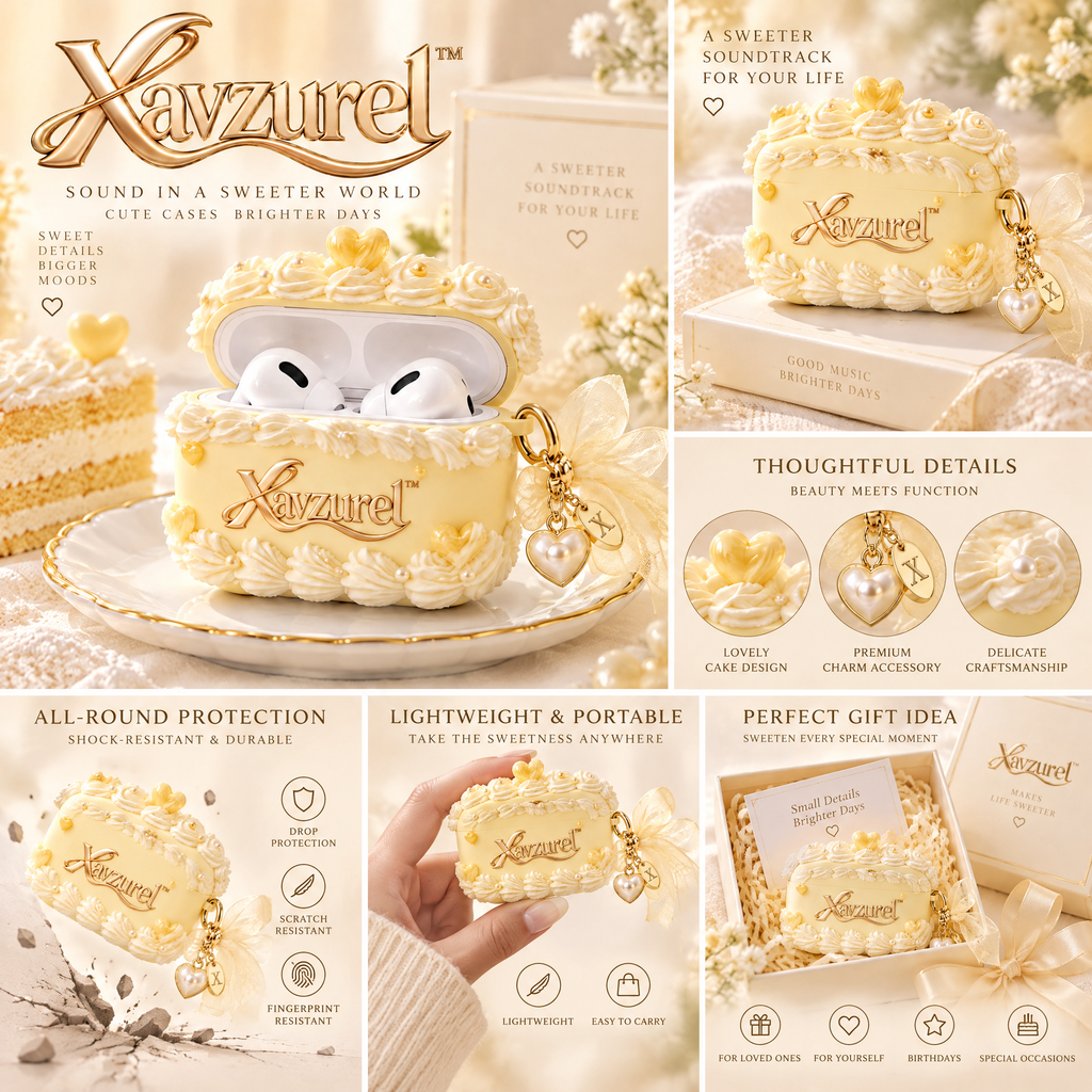 Xavzurel™ Buttercream Rose Earbud Case with Pearl Details — features